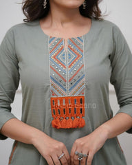 Tanvi Kurti Sage Green A - Line Kurta Set - Tanvi Kurti