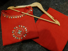 Tanvi Kurti rust orange - colored kurta set - Tanvi Kurti