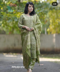 Women Cotton Green Dupatta Set - Tanvi Kurti