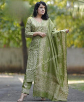 Women Cotton Green Dupatta Set - Tanvi Kurti