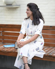 Premium White Floral Fine Cotton Kurta Palazzo Set