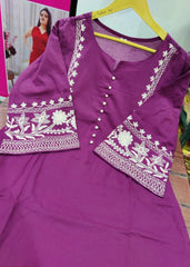 Women Cotton Wine Pakistani Kurta Palazzo set - Tanvi Kurti