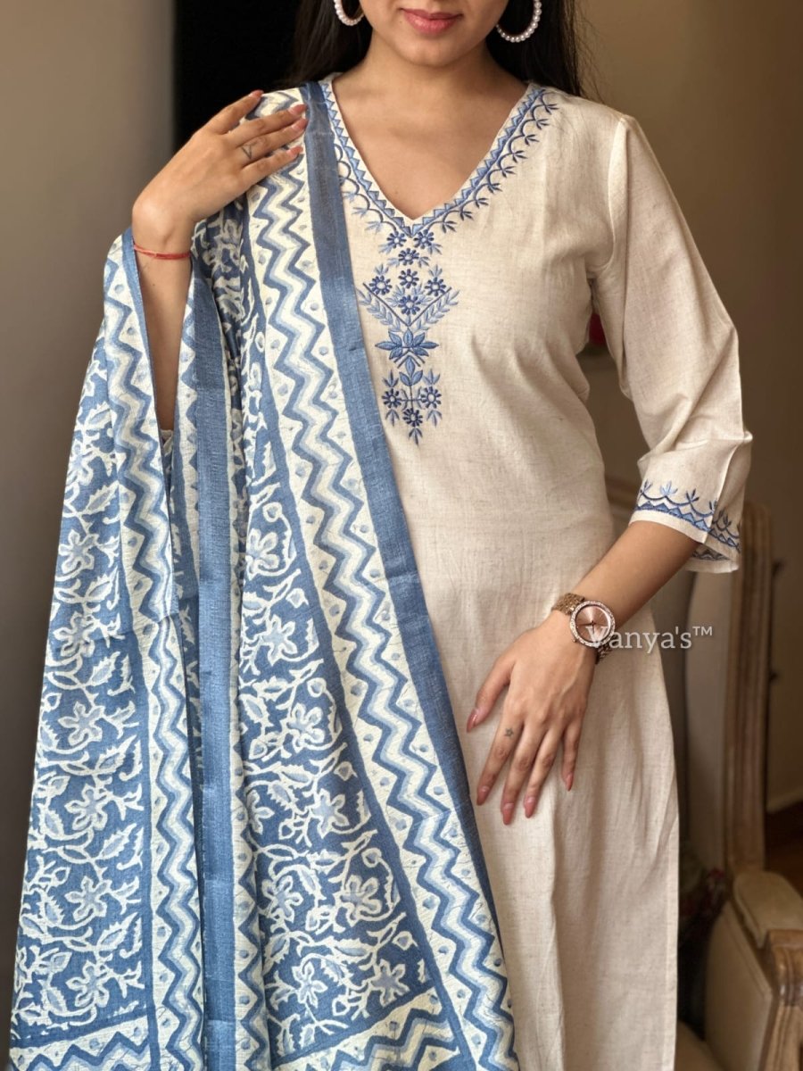 Premium Angrakha Style with Cotton Silk Dupatta Set - Tanvi Kurti