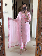 Women Pink Embroidery Yoke Cotton Dupatta set - Tanvi Kurti