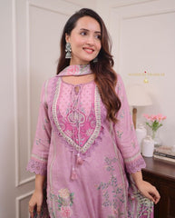 Women Pink Pakistani Dupatta set - Tanvi Kurti