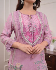 Women Pink Pakistani Dupatta set - Tanvi Kurti