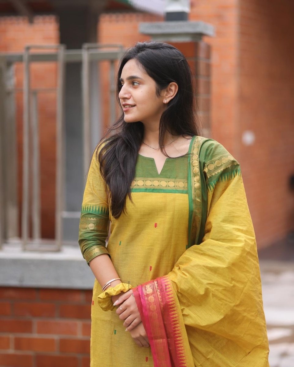 Women South Kanchi Cotton Dupatta set - Tanvi Kurti