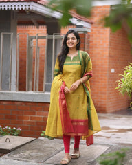 Women South Kanchi Cotton Dupatta set - Tanvi Kurti