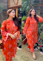 Trending Muslin Saffron Co - ord set - Tanvi Kurti