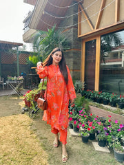 Trending Muslin Saffron Co - ord set - Tanvi Kurti