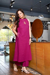 Wine Elegance Co - Ord Set - Tanvi Kurti