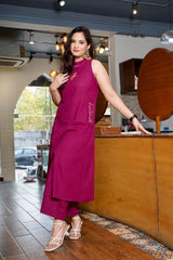 Wine Elegance Co - Ord Set - Tanvi Kurti