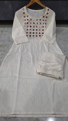 Classy Embroidered Off- White Kurta Set
