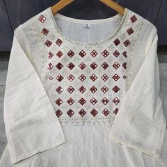 Classy Embroidered Off- White Kurta Set