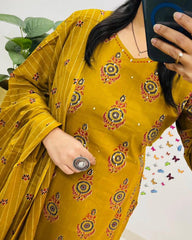 Mustard Mary Cotton Dupatta Set