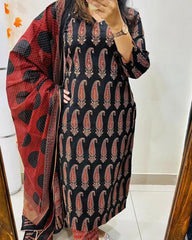 Classic Black Mughal Print Suit Set