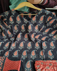 Classic Black Mughal Print Suit Set