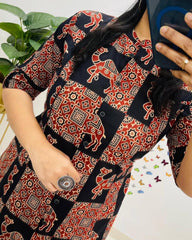 Black Premium Jaipuri Floral Fine Cotton Co-Ord Set