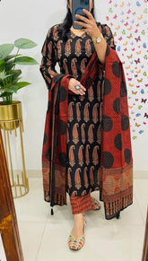 Classic Black Mughal Print Suit Set
