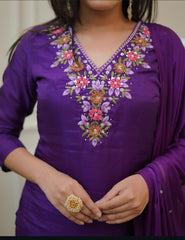 Purple Grace Embroidered Kurta Set