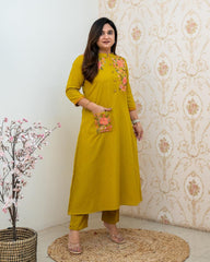 embroidery kurti, cotton kurti pant, tanvi kurti