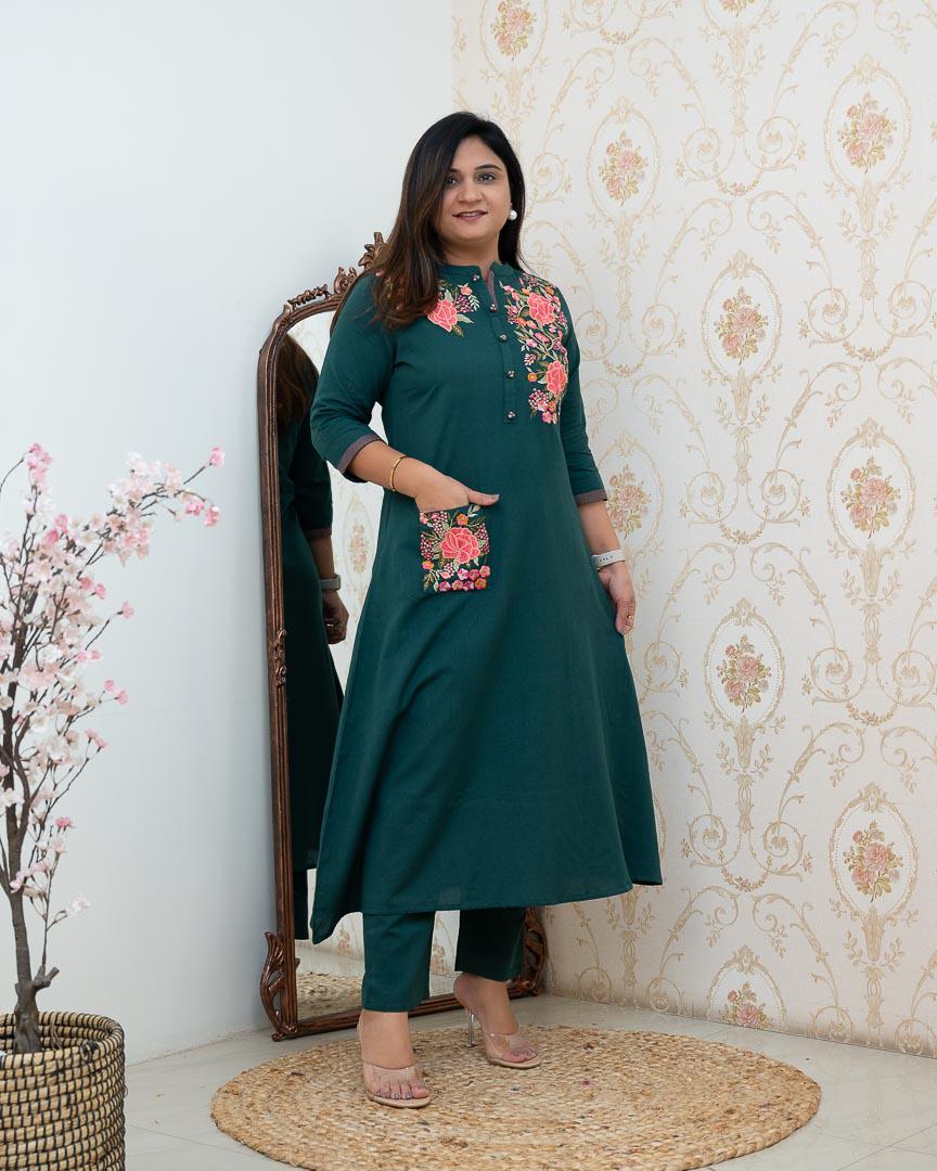 Embroidery kurta set, cotton kurta, tanvi kurti