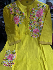 embroidery kurti, cotton kurti pant, tanvi kurti