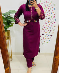 Embroidery kurta set, cotton kurta set, tanvi kurti