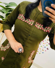 Kurta set, cotton embroidered kurta set, tanvi kurti