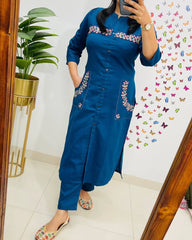 kurta set, embroidered kurta set, tanvi kurti