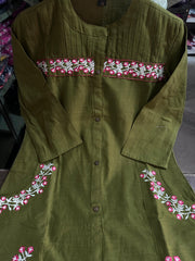 Kurta set, cotton embroidered kurta set, tanvi kurti