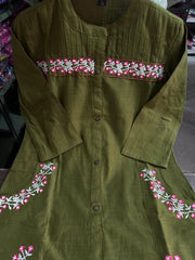 Elegant Pure Cotton Embroidered Kurta Set - Tanvi Kurti