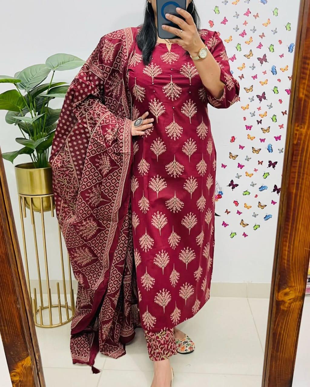 Tanvi Kurti, Red Kurta Set, Dupatta Set