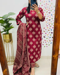 Tanvi Kurti, Red Kurta Set, Dupatta Set