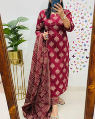 Tanvi Kurti, Red Kurta Set, Dupatta Set