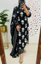 Midnight Breeze Cotton Kurta Set with Dupatta