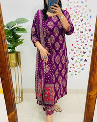 Cotton dupatta set, purple dupatta set, tanvikurti