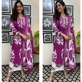 Vibrant Floral Print Kurta Pant Dupatta Set