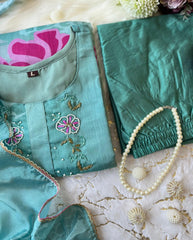 Elegant Three Piece Sea Green Dupatta Set - Tanvi Kurti
