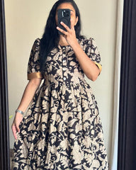 New Beautiful Black Cotton Midi Dress