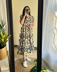 New Beautiful Black Cotton Midi Dress