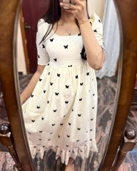 Stylish Black Butterfly Midi Dress