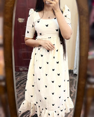 Stylish Black Butterfly Midi Dress