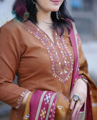 Beautiful Rust Dupatta Set - Tanvi Kurti