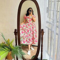 Beautiful Multi Color Cotton Midi Dress