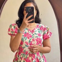 Beautiful Multi Color Cotton Midi Dress