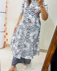 Premium Gray Fine Cotton Kurta Pant Set