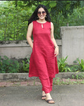 Tanvi Kurti Classic Maroon Everyday Cotton Kurta Set - Tanvi Kurti