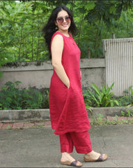 Classic Maroon Everyday Cotton Kurta Set