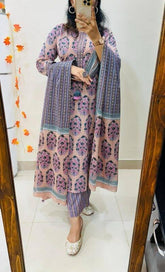 Peach Color Pure Cotton Dupatta Set